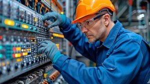Elektriker an einem Schaltschrank